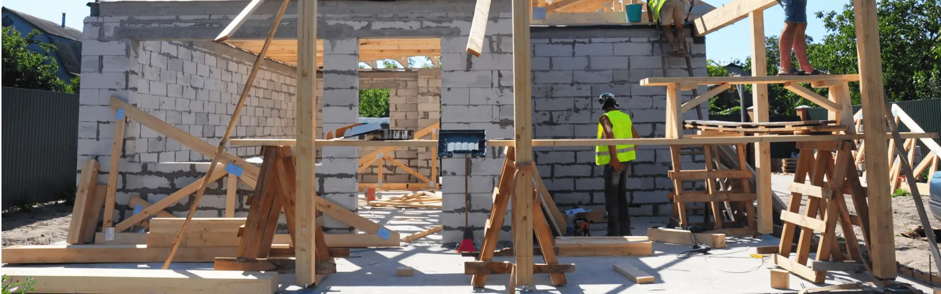 Construction workers building a new home.